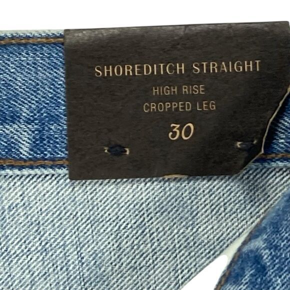 Point Sur Jeans Womens 30 Blue Distressed High Waisted Cropped Leg Selvedge NEW - Picture 14 of 16